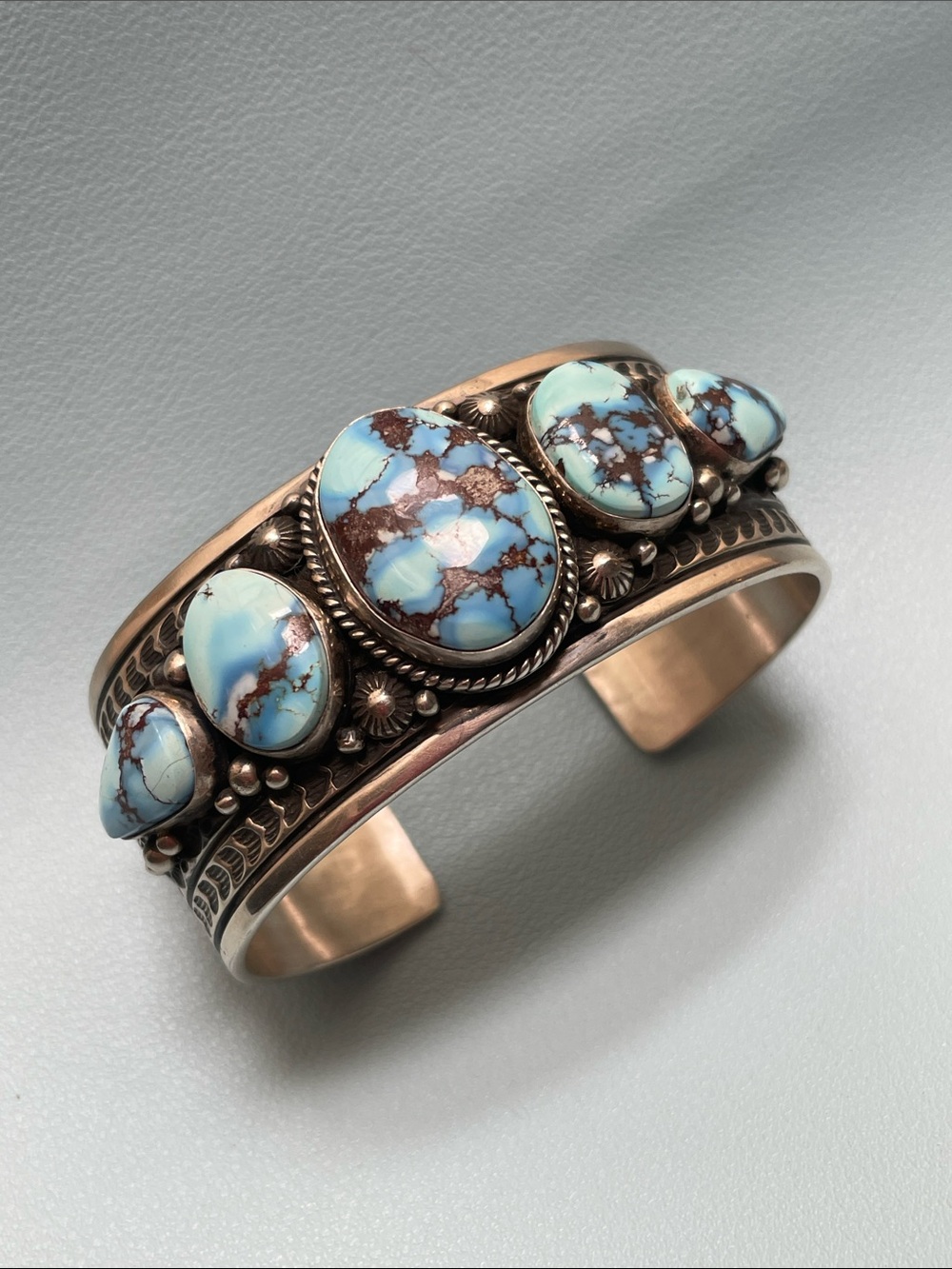Golden Hills Turquoise & Sterling Cuff by Happy Piasso
